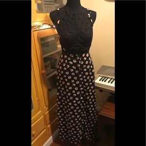 Illa Illa Floral Button Maxi Suspender Skirt